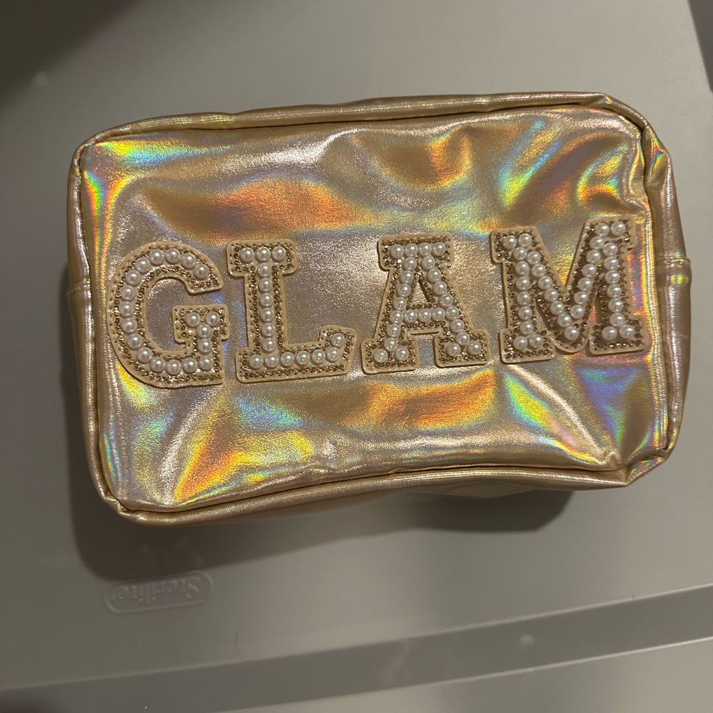 Holographic Pearl 'Glam' Cosmetic Bag